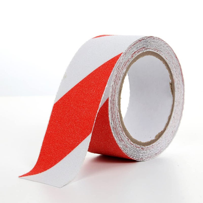 SEIWEI Anti Slip Tape 2 inch x 33 feet Safety Non Slip High Grip Adhesive Flooring Sticky Strip Steps Tread Waterproof Indoor Outdoor Red and White - Image 1